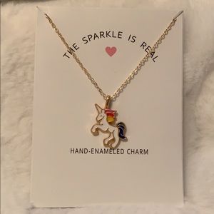 Unicorn Enamel Charm Necklace